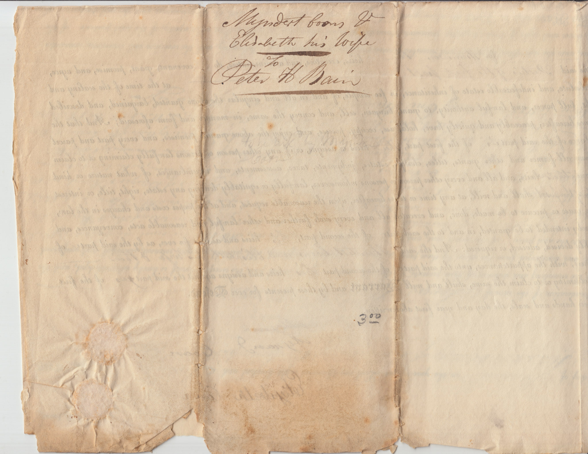BH109, 1820-12-16 Deed, One Fifth Part of Arent Huyck's Farm by Myndert & Elizabeth Coon to Peter H Bain